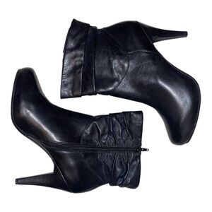 WORTHINGTON Genuine Leather Ankle High Heeled Boots Leather Upper Black Size 8M